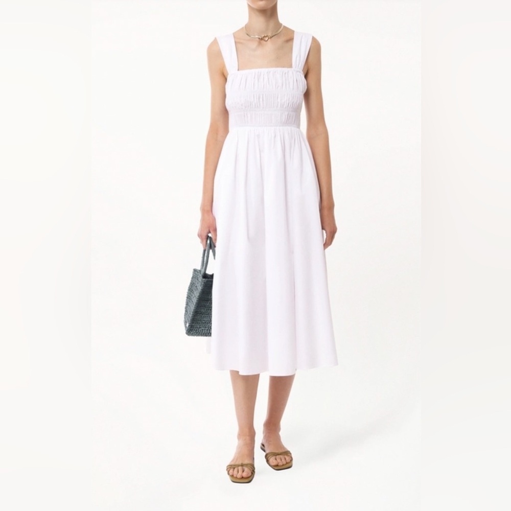 STAUD Ida Smocked Midi Dress - NWT, Size Small